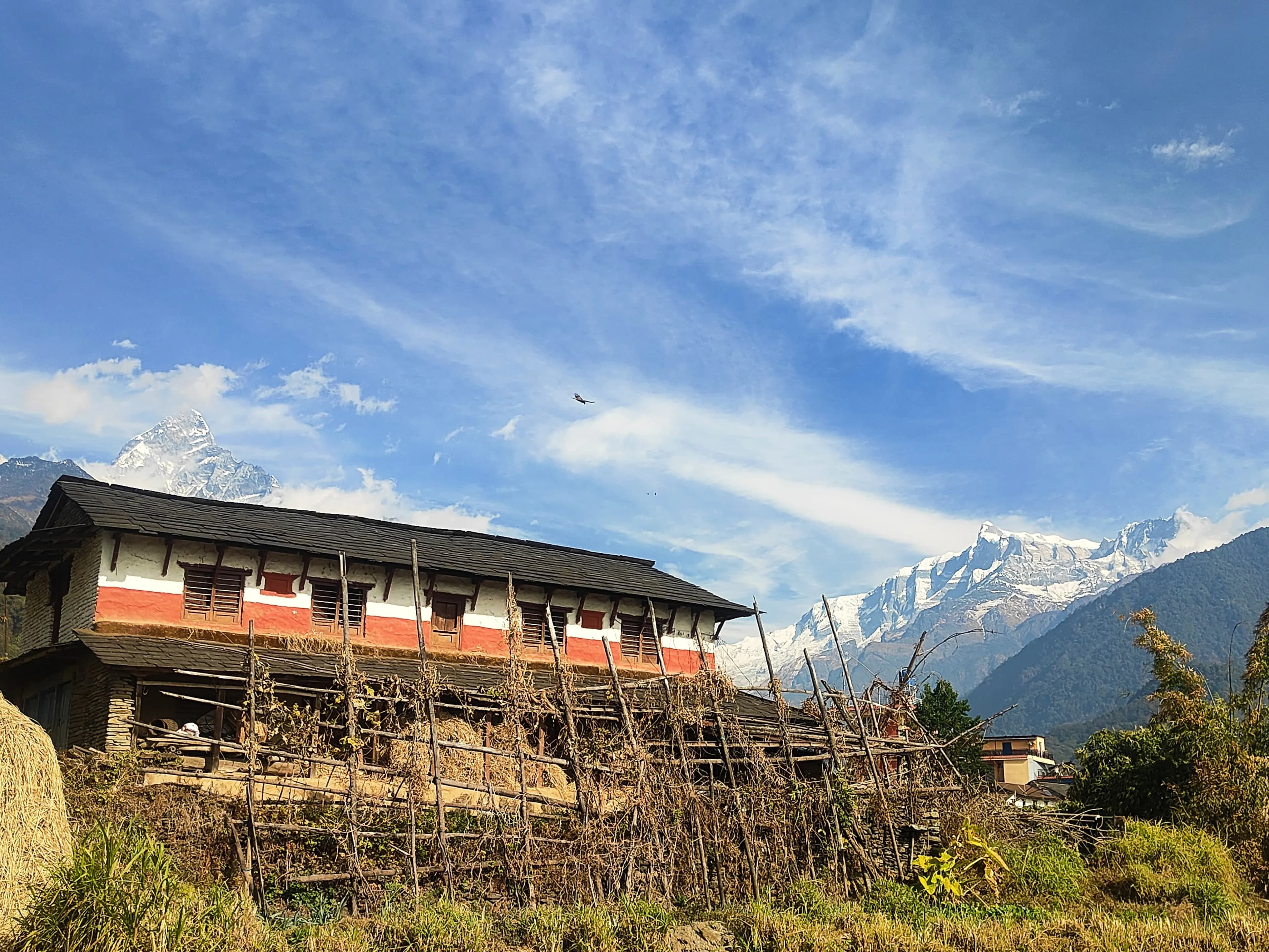 Ghachowk village with Annapurna mountain views